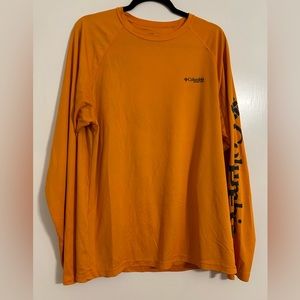 Columbia PFG Orange Long-Sleeve Sun Shirt with grey accents